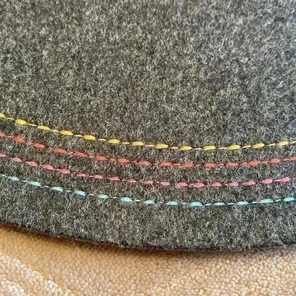 Target Woman’s Gray Felt Hat with Colorful Stitching.
